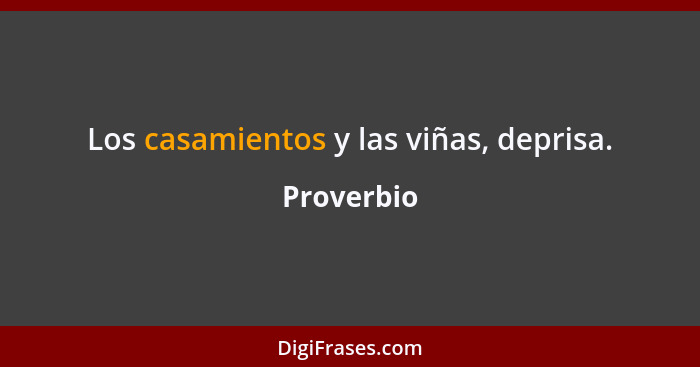 Los casamientos y las viñas, deprisa.... - Proverbio