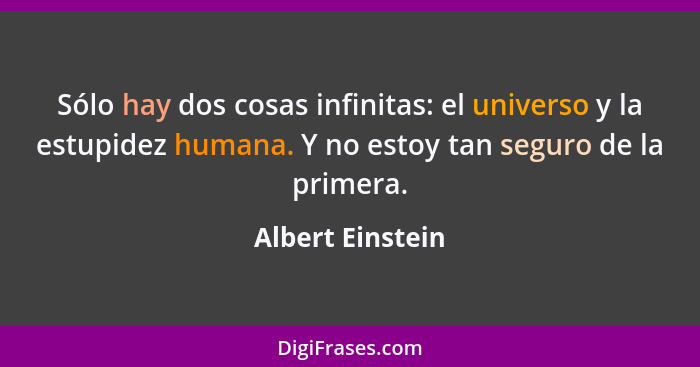 Sólo hay dos cosas infinitas: el universo y la estupidez humana. Y no estoy tan seguro de la primera.... - Albert Einstein
