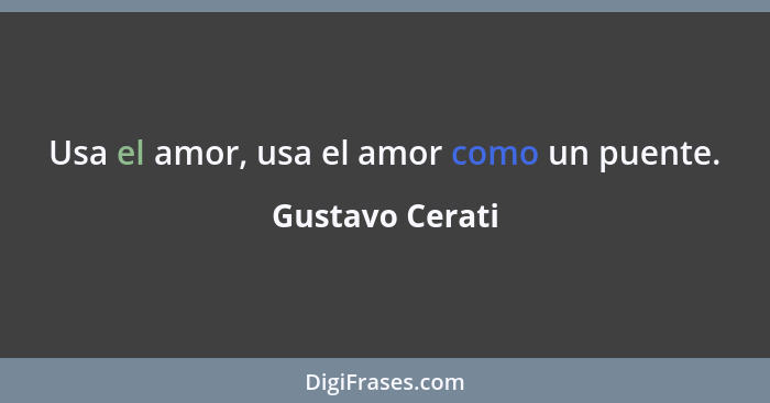 Usa el amor, usa el amor como un puente.... - Gustavo Cerati