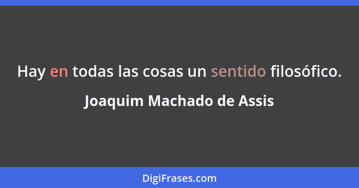 Hay en todas las cosas un sentido filosófico.... - Joaquim Machado de Assis