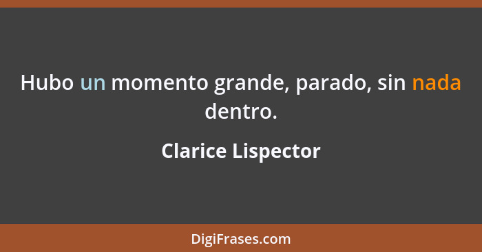 Hubo un momento grande, parado, sin nada dentro.... - Clarice Lispector