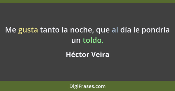 Me gusta tanto la noche, que al día le pondría un toldo.... - Héctor Veira