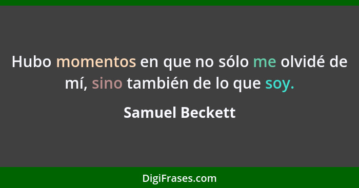 Hubo momentos en que no sólo me olvidé de mí, sino también de lo que soy.... - Samuel Beckett