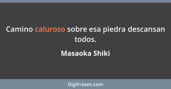 Camino caluroso sobre esa piedra descansan todos.... - Masaoka Shiki