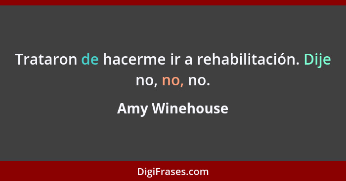 Trataron de hacerme ir a rehabilitación. Dije no, no, no.... - Amy Winehouse