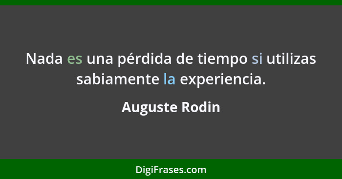 Nada es una pérdida de tiempo si utilizas sabiamente la experiencia.... - Auguste Rodin