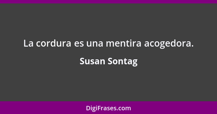 La cordura es una mentira acogedora.... - Susan Sontag