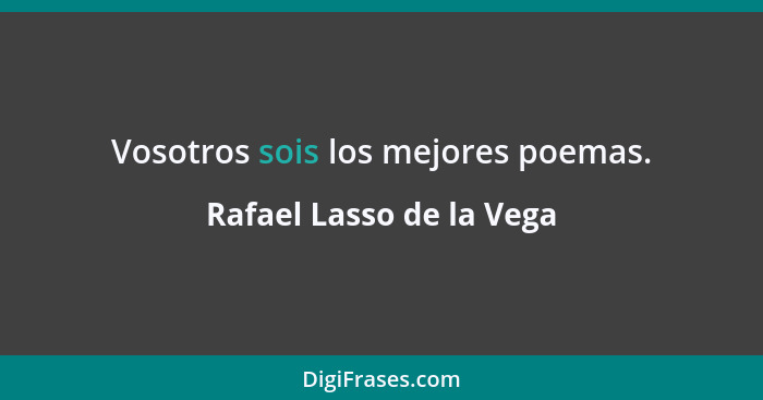 Vosotros sois los mejores poemas.... - Rafael Lasso de la Vega