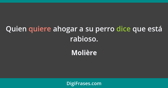 Quien quiere ahogar a su perro dice que está rabioso.... - Molière