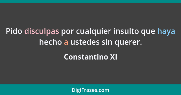 Pido disculpas por cualquier insulto que haya hecho a ustedes sin querer.... - Constantino XI