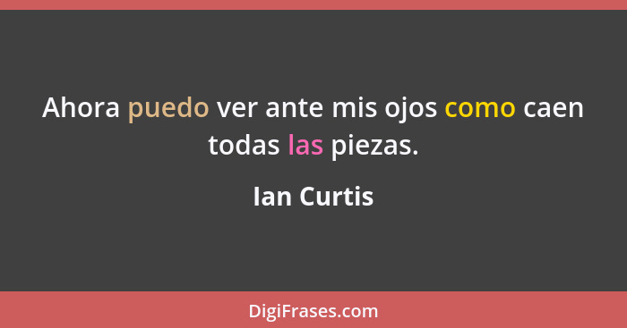 Ahora puedo ver ante mis ojos como caen todas las piezas.... - Ian Curtis