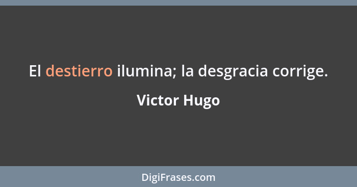 El destierro ilumina; la desgracia corrige.... - Victor Hugo