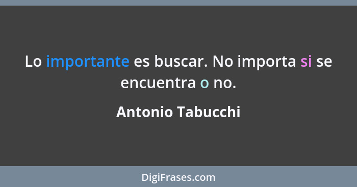 Lo importante es buscar. No importa si se encuentra o no.... - Antonio Tabucchi