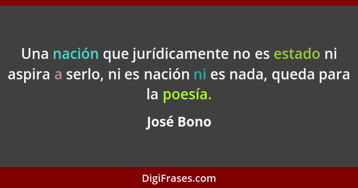 Una nación que jurídicamente no es estado ni aspira a serlo, ni es nación ni es nada, queda para la poesía.... - José Bono
