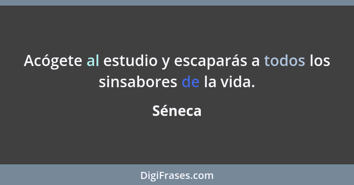 Acógete al estudio y escaparás a todos los sinsabores de la vida.... - Séneca