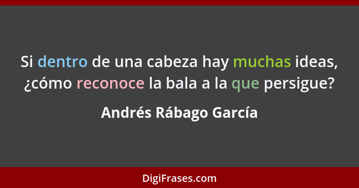 Si dentro de una cabeza hay muchas ideas, ¿cómo reconoce la bala a la que persigue?... - Andrés Rábago García