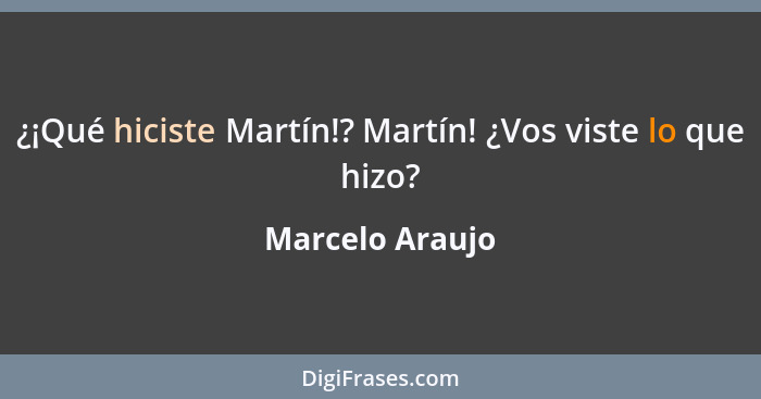 ¿¡Qué hiciste Martín!? Martín! ¿Vos viste lo que hizo?... - Marcelo Araujo