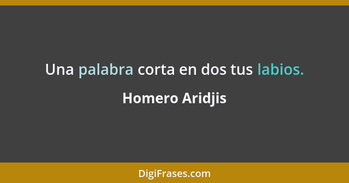 Una palabra corta en dos tus labios.... - Homero Aridjis