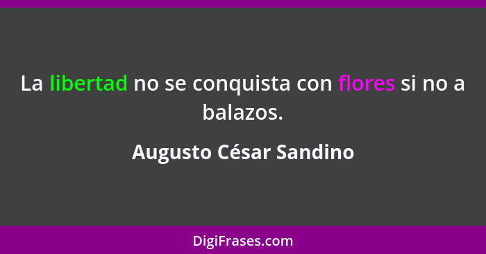 La libertad no se conquista con flores si no a balazos.... - Augusto César Sandino