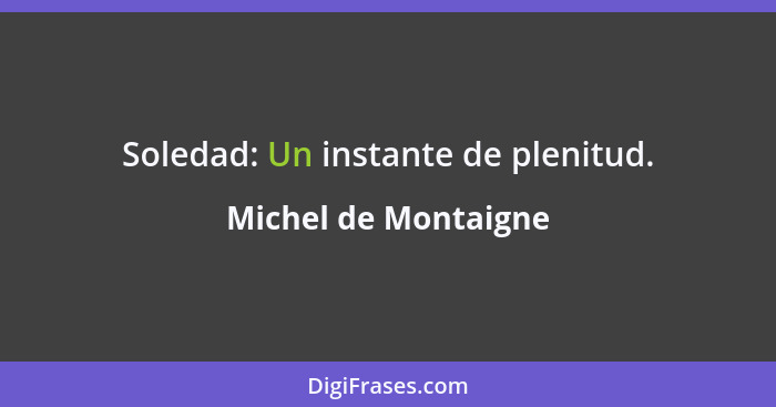 Soledad: Un instante de plenitud.... - Michel de Montaigne