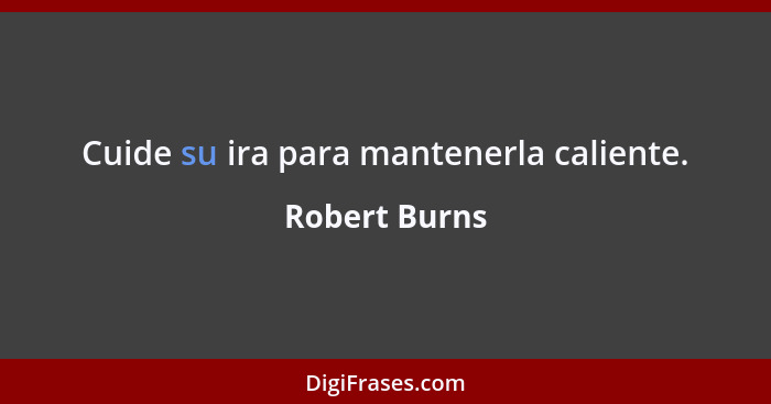 Cuide su ira para mantenerla caliente.... - Robert Burns