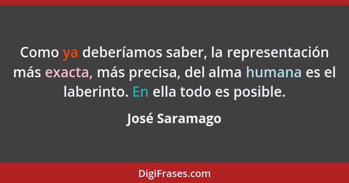 Como ya deberíamos saber, la representación más exacta, más precisa, del alma humana es el laberinto. En ella todo es posible.... - José Saramago