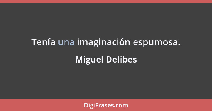 Tenía una imaginación espumosa.... - Miguel Delibes