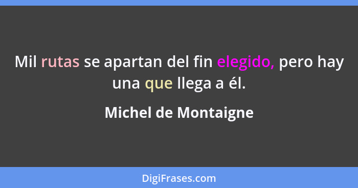 Mil rutas se apartan del fin elegido, pero hay una que llega a él.... - Michel de Montaigne