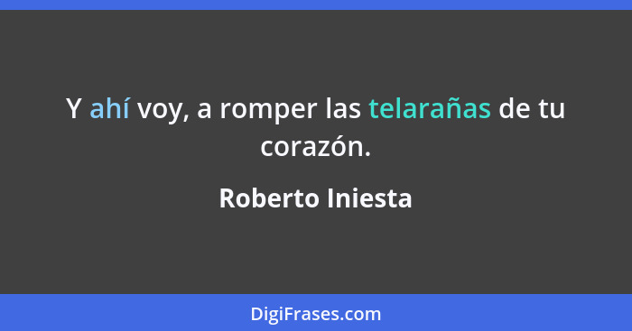 Y ahí voy, a romper las telarañas de tu corazón.... - Roberto Iniesta