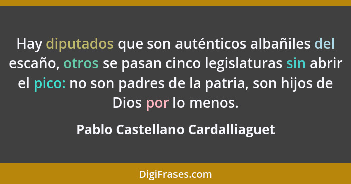 Hay diputados que son auténticos albañiles del escaño, otros se pasan cinco legislaturas sin abrir el pico: no son pa... - Pablo Castellano Cardalliaguet