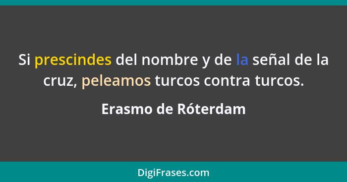 Si prescindes del nombre y de la señal de la cruz, peleamos turcos contra turcos.... - Erasmo de Róterdam