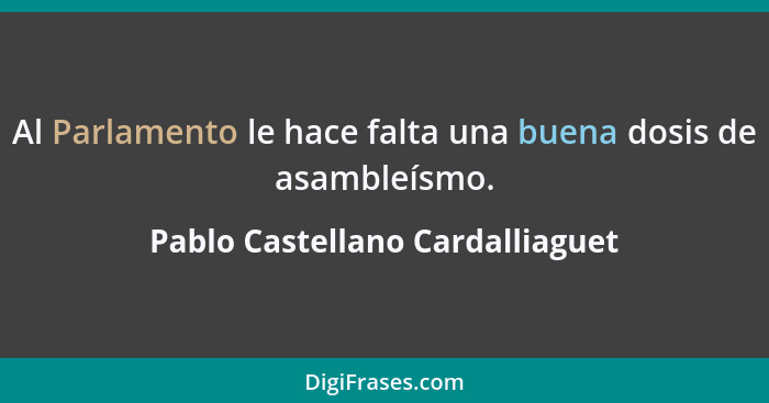 Al Parlamento le hace falta una buena dosis de asambleísmo.... - Pablo Castellano Cardalliaguet