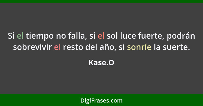 Si el tiempo no falla, si el sol luce fuerte, podrán sobrevivir el resto del año, si sonríe la suerte.... - Kase.O