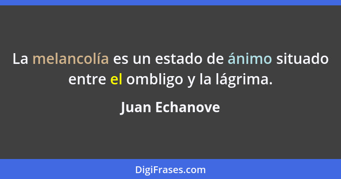 La melancolía es un estado de ánimo situado entre el ombligo y la lágrima.... - Juan Echanove