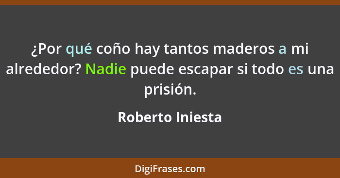 ¿Por qué coño hay tantos maderos a mi alrededor? Nadie puede escapar si todo es una prisión.... - Roberto Iniesta