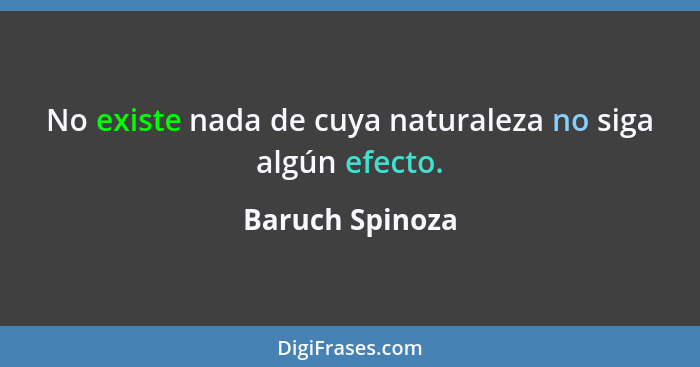 No existe nada de cuya naturaleza no siga algún efecto.... - Baruch Spinoza