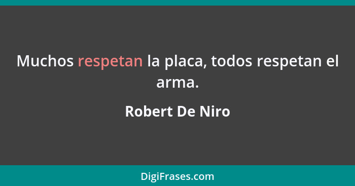 Muchos respetan la placa, todos respetan el arma.... - Robert De Niro