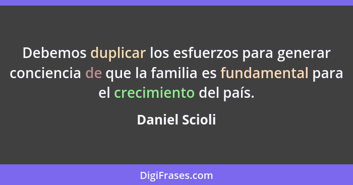 Debemos duplicar los esfuerzos para generar conciencia de que la familia es fundamental para el crecimiento del país.... - Daniel Scioli