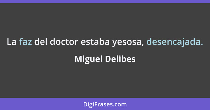 La faz del doctor estaba yesosa, desencajada.... - Miguel Delibes