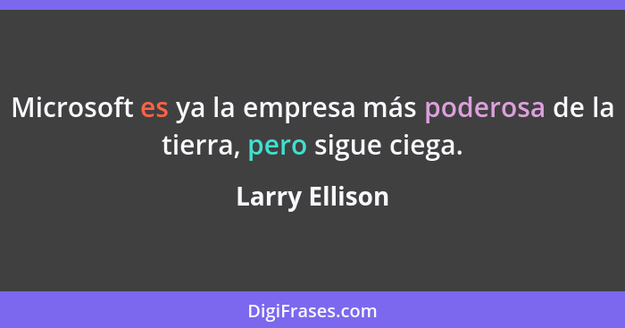 Microsoft es ya la empresa más poderosa de la tierra, pero sigue ciega.... - Larry Ellison