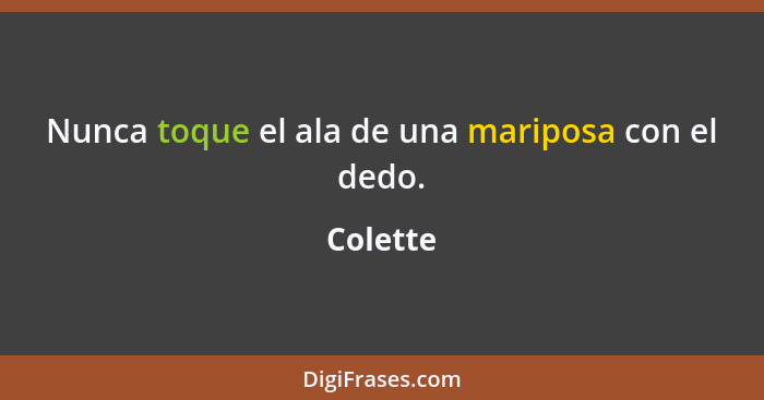 Nunca toque el ala de una mariposa con el dedo.... - Colette