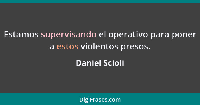 Estamos supervisando el operativo para poner a estos violentos presos.... - Daniel Scioli