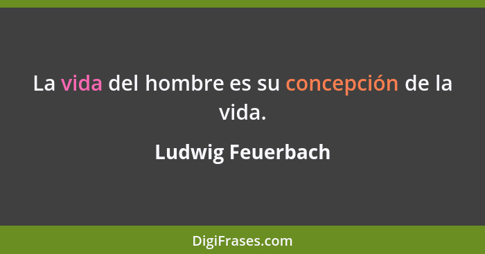 La vida del hombre es su concepción de la vida.... - Ludwig Feuerbach