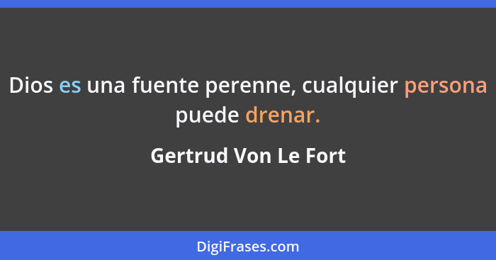 Dios es una fuente perenne, cualquier persona puede drenar.... - Gertrud Von Le Fort