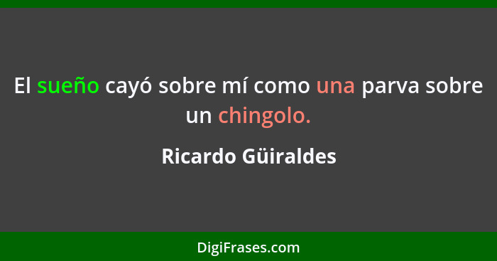 El sueño cayó sobre mí como una parva sobre un chingolo.... - Ricardo Güiraldes