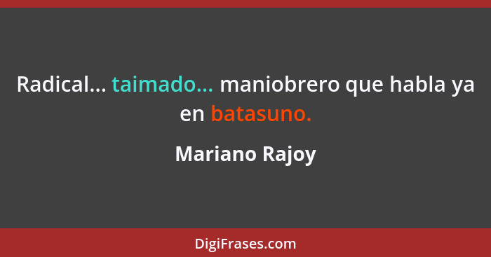 Radical... taimado... maniobrero que habla ya en batasuno.... - Mariano Rajoy