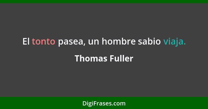 El tonto pasea, un hombre sabio viaja.... - Thomas Fuller