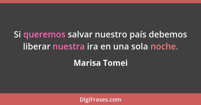 Si queremos salvar nuestro país debemos liberar nuestra ira en una sola noche.... - Marisa Tomei