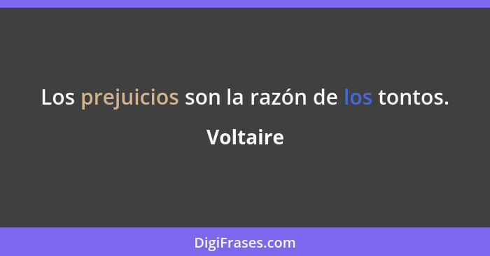 Los prejuicios son la razón de los tontos.... - Voltaire