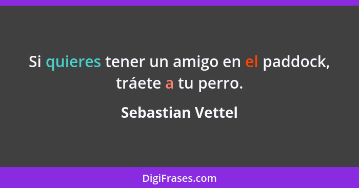 Si quieres tener un amigo en el paddock, tráete a tu perro.... - Sebastian Vettel